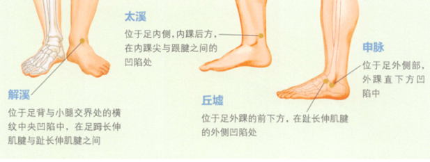 踝关节扭伤艾灸哪个部位图解